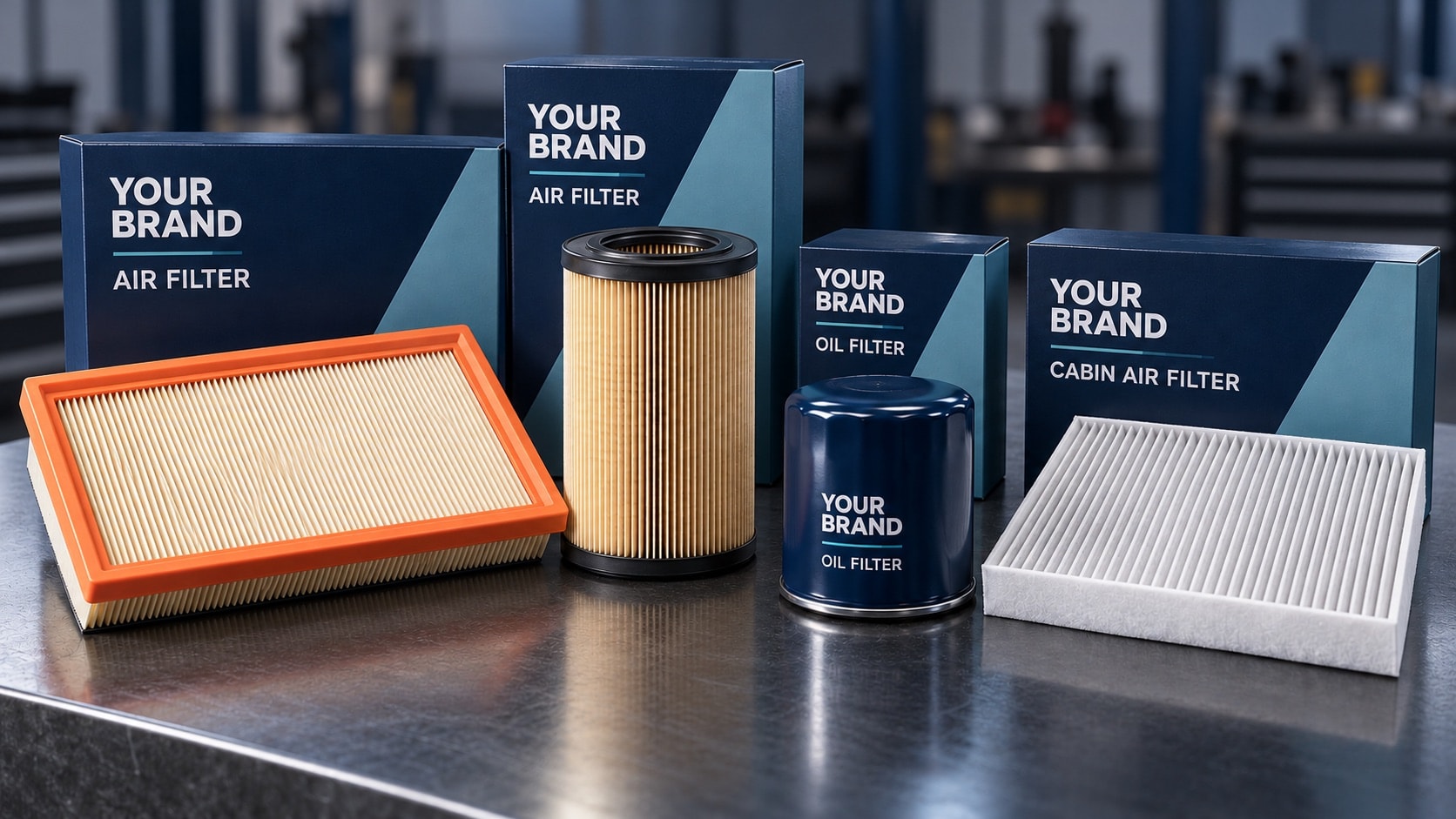 Private label filter packaging and filters branded YOUR BRAND